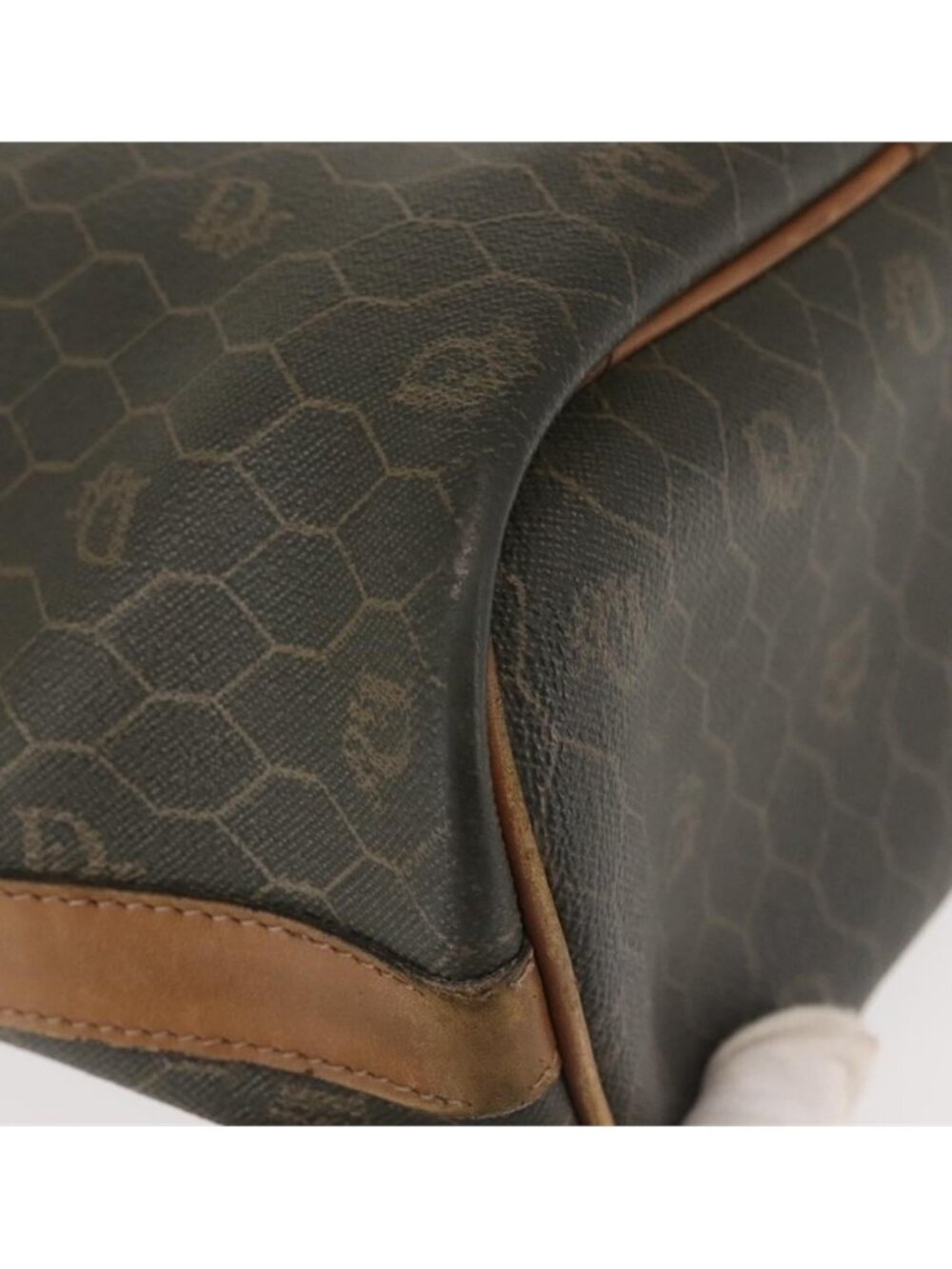 Authentic Christian Dior Honeycomb Canvas Shoulder Bag PVC Black Gold - Picture 6 of 16